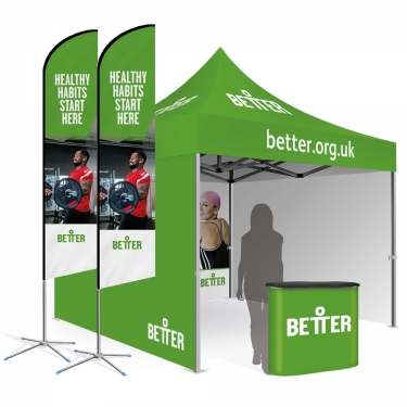 3m x 3m Custom Gazebo with Flags & Counter