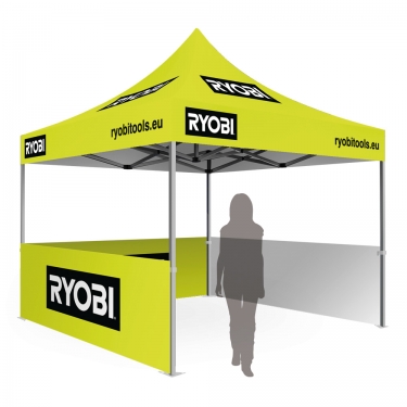 3m x 3m Branded Gazebo with printed half height walls