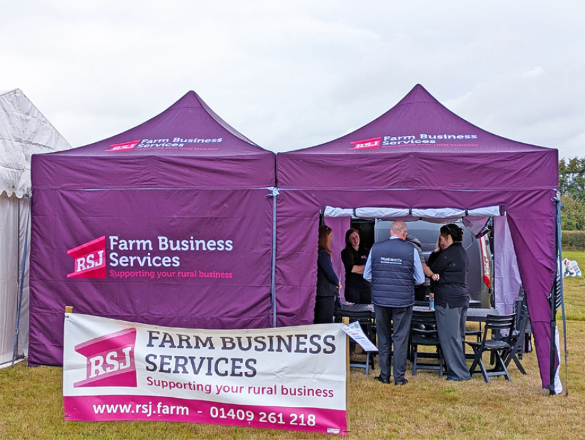 RSJ Farm Business Services Show Off Their New Branded Gazebos at the Holsworthy Agricultural Show