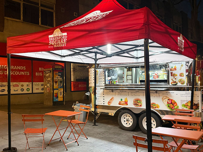 Beresford Square Market with Illumipeak™ Branded Gazebos