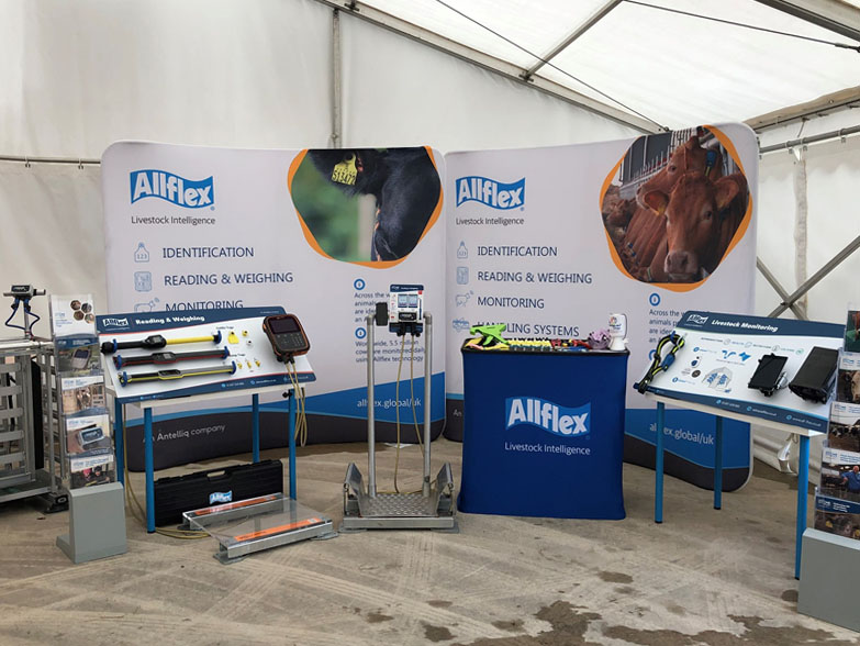 Allflex Curved Tension Displays Two Curved Tension Displays at an event