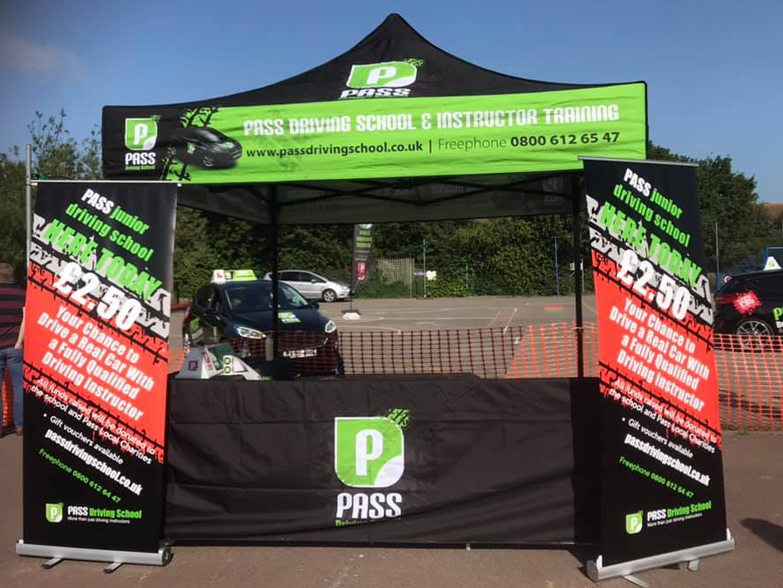 Pass Driving School gazebo Pass Driving School gazebo at outdoor event